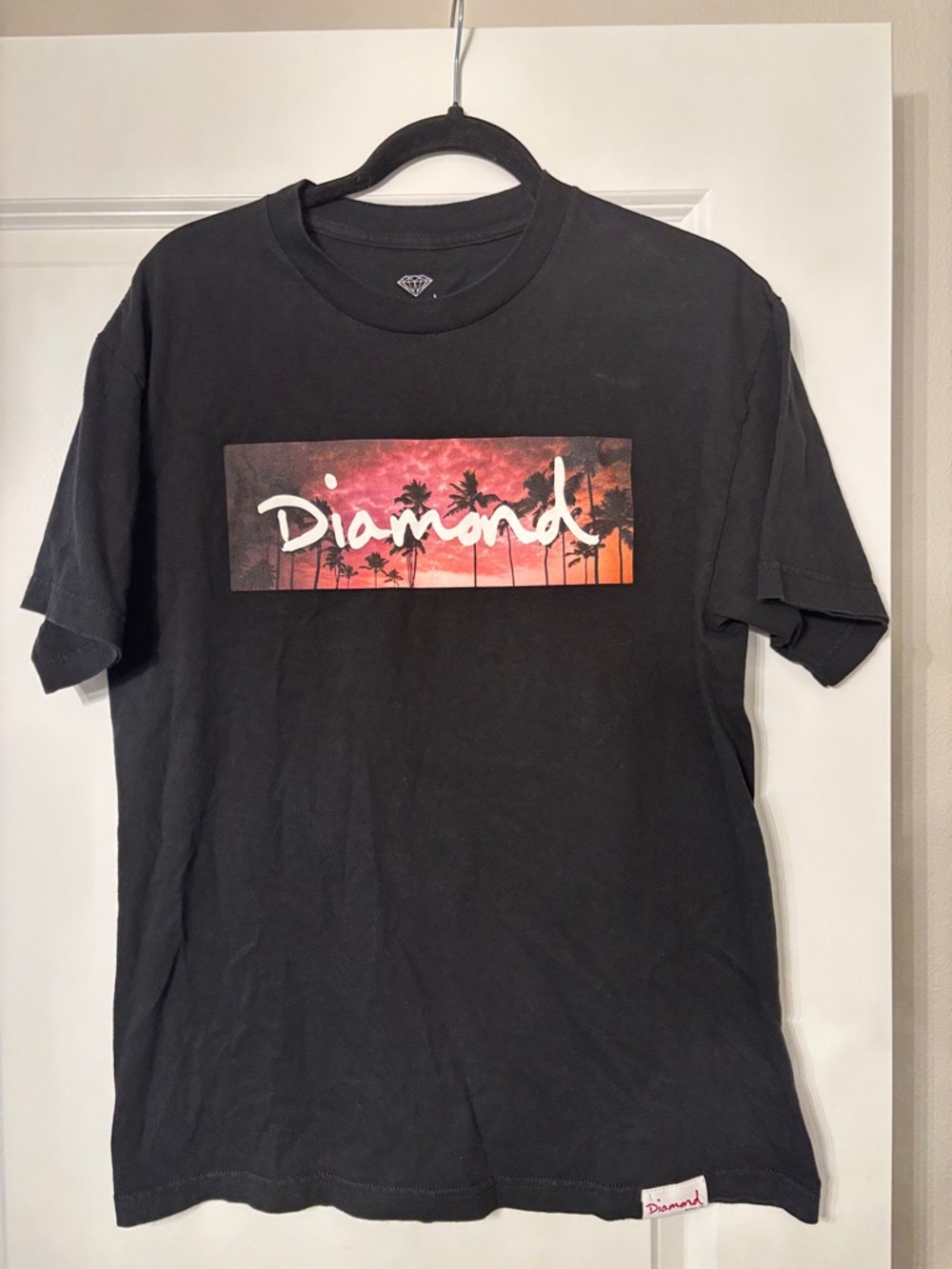 Diamond Supply Co. Black Short-Sleeve Tee with Sunset Palm Box Logo